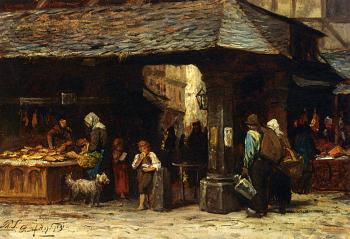 菲利普 Lodowyck 雅各佈 薩德 Frederik A Market Scene In Frankfurt